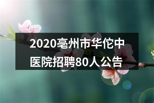 2020亳州市华佗中医院招聘80人公告 图片